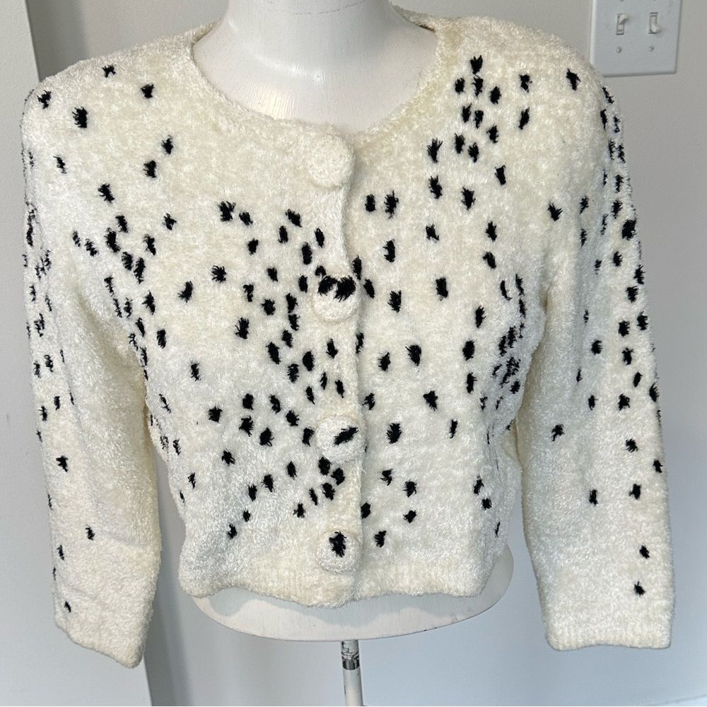 Michael Simon Vintage Cheetah Print Cardigan Sweater S